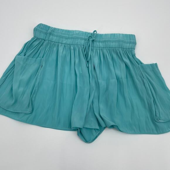 Ramy Brook Austin Drawstring Shorts Mini in Aqua Pull On Size XS - Picture 2 of 7